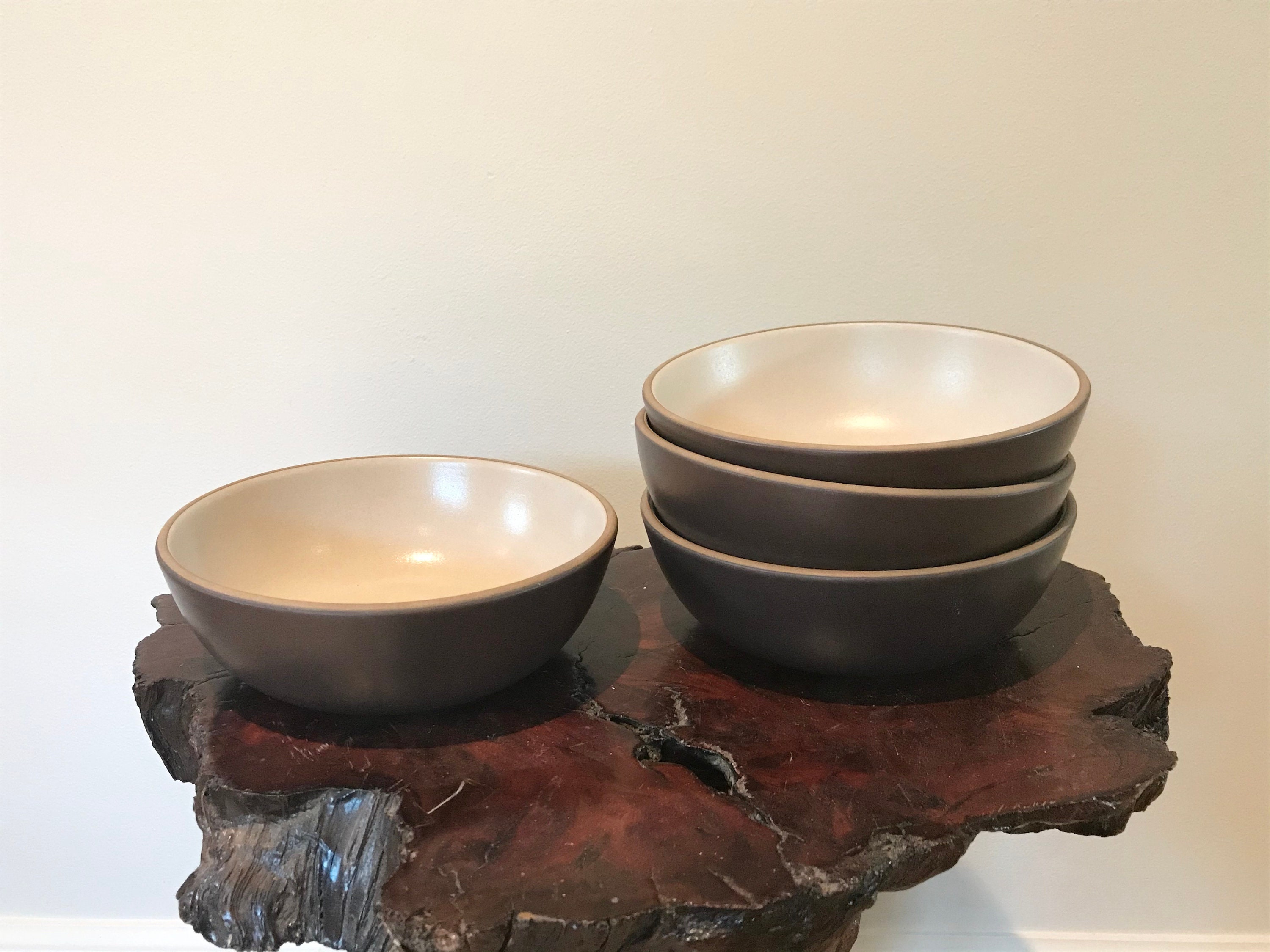 4 Vintage Heath Ceramic Cereal Bowls Brown/Beige 6 3/4 Etsy