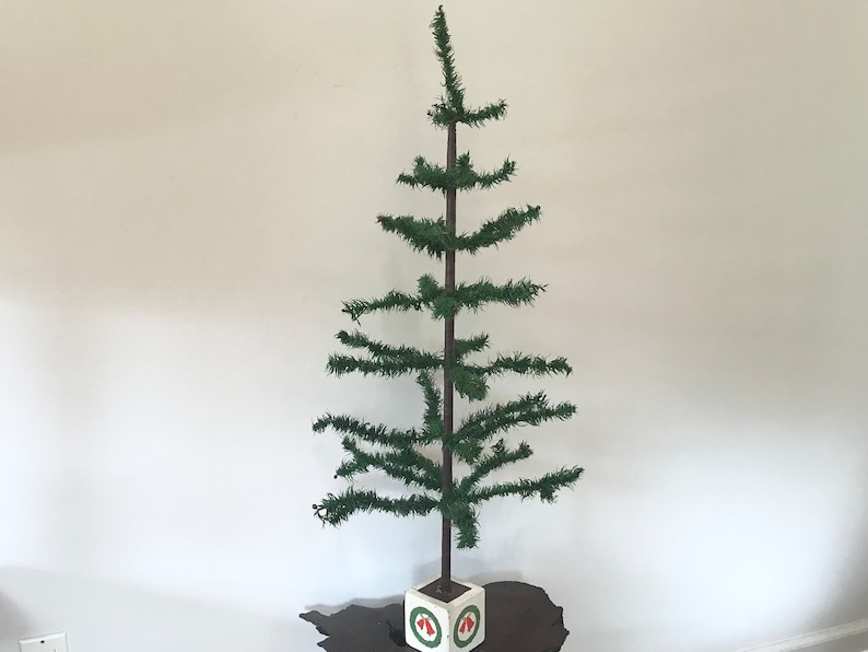 German Goose Feather Christmas Tree US Zone Germany 1940s Original Feather Tree 38” Gorgeous