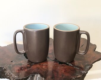 2 Heath Ceramics Large Mugs “Turquoise Brown” 4.5”  Free Shipping By CaliforniaDreamin4Me