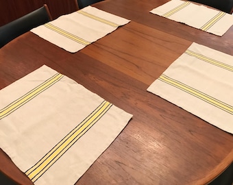 6 Jon De Luz Linen Placemats Blue Yellow Striped By CaliforniaDreamin4Me