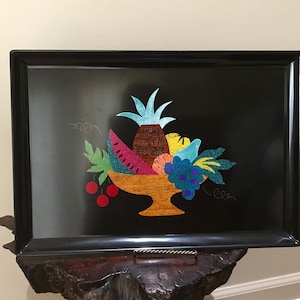 Mid-Century Couroc Tropical Fruit Bowl Monterey California Tiki Barware Tray 1960s