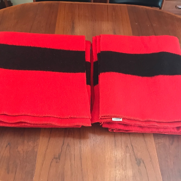 2 Golden Dawn Wool Blankets Pennys 1950 Red Black Twin Blankets Camping Car Blankets By CaliforniaDreamin4Me