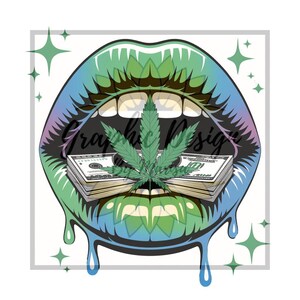 Labbra blu e verdi con Clipart di denaro, denti, erba, labbra con denaro sublimato, soldi di marijuana, labbra di Bill PNG, truffatrice, rotolo di denaro