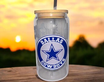 16oz Glass Tumbler Dallas Cowboys