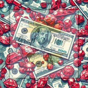 Clipart di denaro, diamanti rossi, cento dollari, denaro con sublimazione, denaro, banconote PNG scintillanti, truffatrice, rotolo di denaro, rotoli di denaro, sfondo