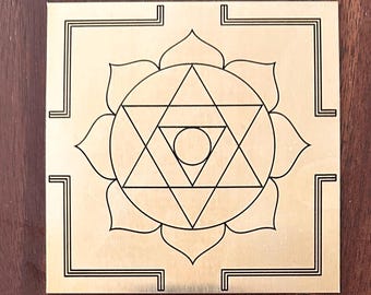 Ganesh Yantra Engraved on Brass or Copper | Ganesha Sacred Geometry | Obstacle Removal Talisman | Prosperity & Protection | Spiritual