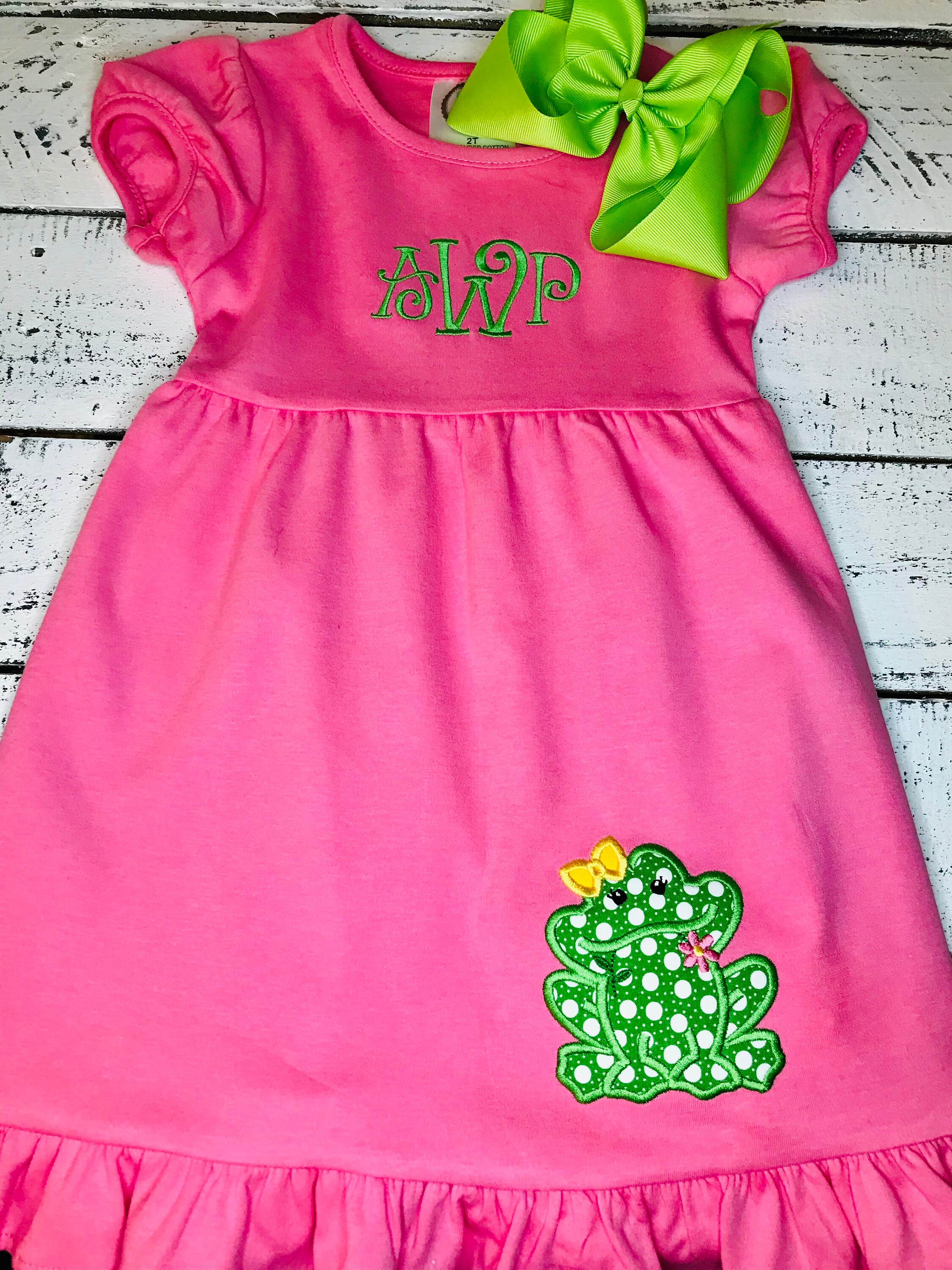 Monogrammed Girl Frog Dress,personalized Girl Sundress,twirl Summer