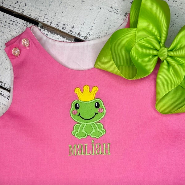 Frog Princess Baby Girl Outfit,Pink Ruffle Frog Outfit,Pink Ruffle Bloomer Outfit,Personalized Pink Ruffles Dress,Toddler Girl Frog Outfit