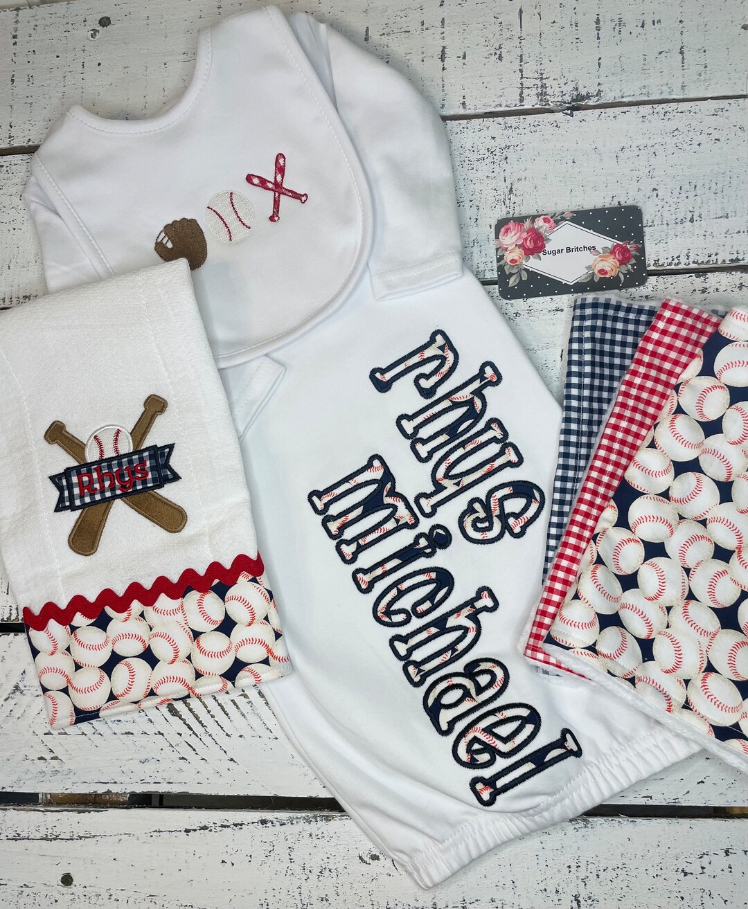 Baseball Baby Boy Gown Gift Set,baseball Baby Boy Gift,baby Boy Coming