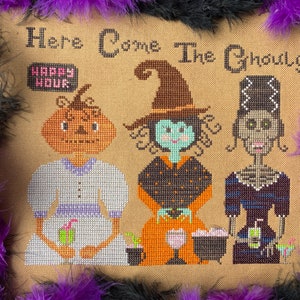 Halloween Cross Stitch PDF Pattern Here Come The Ghouls
