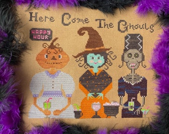 Halloween Cross Stitch PDF Pattern Here Come The Ghouls