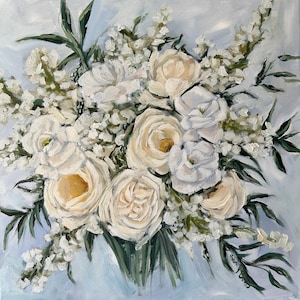Custom Bridal Bouquet Painting, Custom Wedding Flower Painting, Orniginal Artwork on Canvas, Anniversary or Wedding Gift