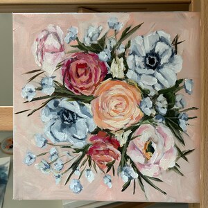 Custom Bridal Bouquet Painting, Custom Wedding Flower Painting, Orniginal Artwork on Canvas, Anniversary or Wedding Gift