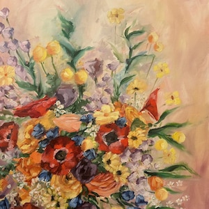 Custom Bridal Bouquet Painting, Custom Wedding Flower Painting, Orniginal Artwork on Canvas, Anniversary or Wedding Gift