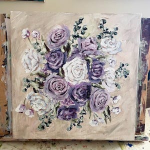 Custom Bridal Bouquet Painting, Custom Wedding Flower Painting, Orniginal Artwork on Canvas, Anniversary or Wedding Gift