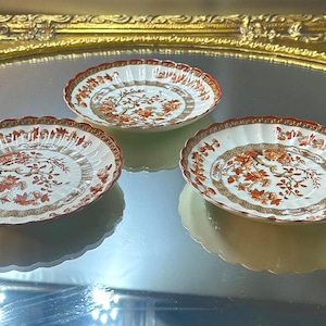 Antike Copeland Spode Untertassen - &quot;India Tree&quot; Rost Blumen Bone China Set