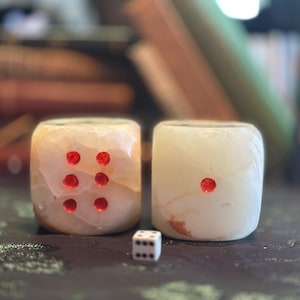 2 extra  Large Vintage Onyx 6 Sided Die Dice Paperweight, Natural Stone