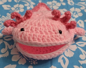 Crocheted Axolotl Coin Purse – Zipper Pouch
