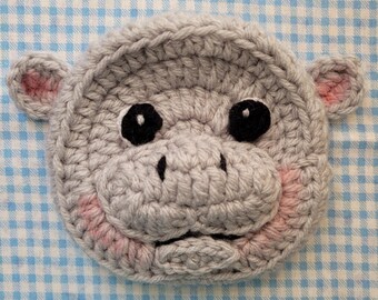 Handmade Crochet Hippo Coin Pouch – Gray Animal Mini Wallet