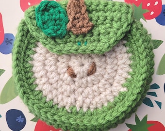 Handmade Crochet Green Apple Wallet – Novelty Fruit Card Holder