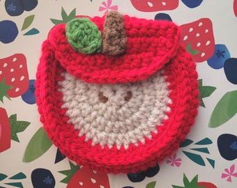 Handmade Crochet Apple Wallet – Acrylic Yarn Fruit Pouch, 4.5"