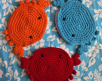 Crochet Crab Zipper Pouch