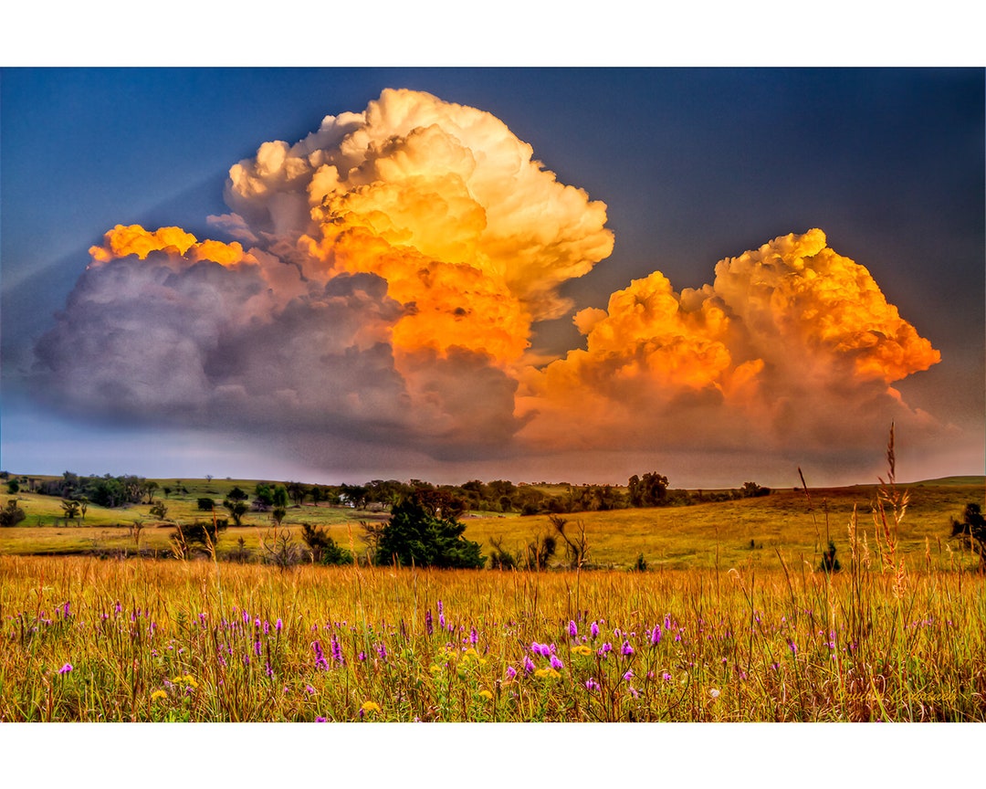 Stormy Sunset Prairie Photo, Midwest, Landscape Canvas and Metal