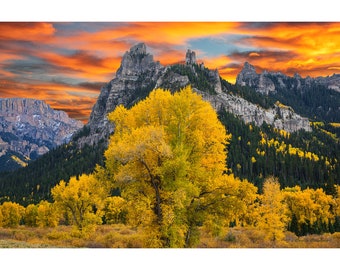Colorado Mountains Fall Sunset Photography, Landscape Canvas and Metal Print Wall Art, Landscape Photo, Rural Wall Decor, Fine Art Print