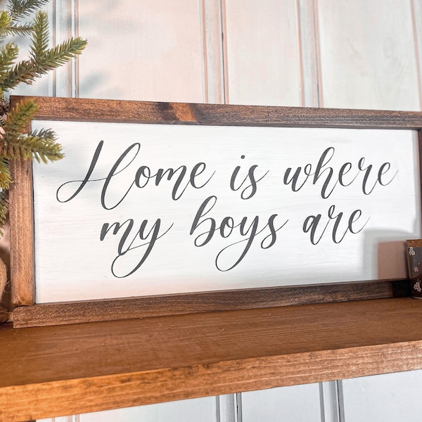 Home Is Where My Boys Are, Personalized Boy Mom Gifts, Christmas Gift For Mom From Son, Baby Shower Gift For Boy, New Boy Mom Gift