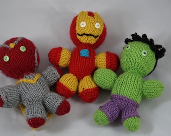 Superheroes / Character - Stuffed Animal - Knitted superhero - Soft Toy - Stuffed Toy - Handmade Toy