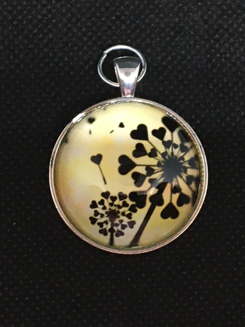 Circular Make A Wish dandelion pendant necklace