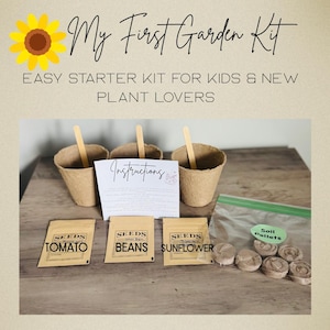 My First Garden Kit for Kids | Grow Sunflowers, Beans, or Tomatoes | DIY Gardening Gift with Pots & Stickers