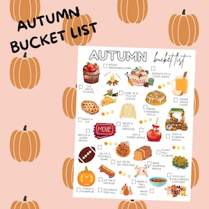 Printable Autumn Bucket List -- Fall Activities & Seasonal Fun Checklist – Digital Download – Autumn Bucket List for Kids and Adults