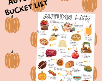 Autumn Bucket List Printable – Fall Activities Checklist (Digital Download)