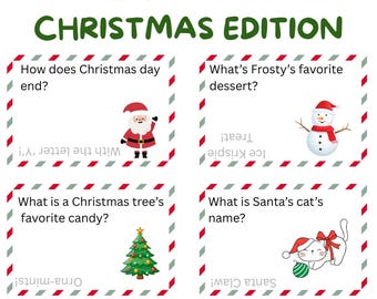 Christmas Lunchbox Jokes for Kids – 36 Holiday Joke Cards (Digital Download)