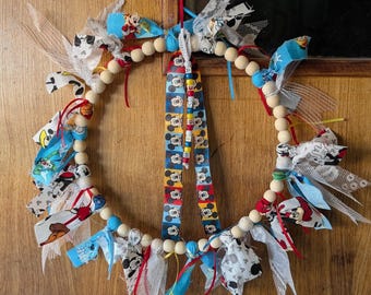 Upcycled Handmade Fabric Wreath Disney Theme
