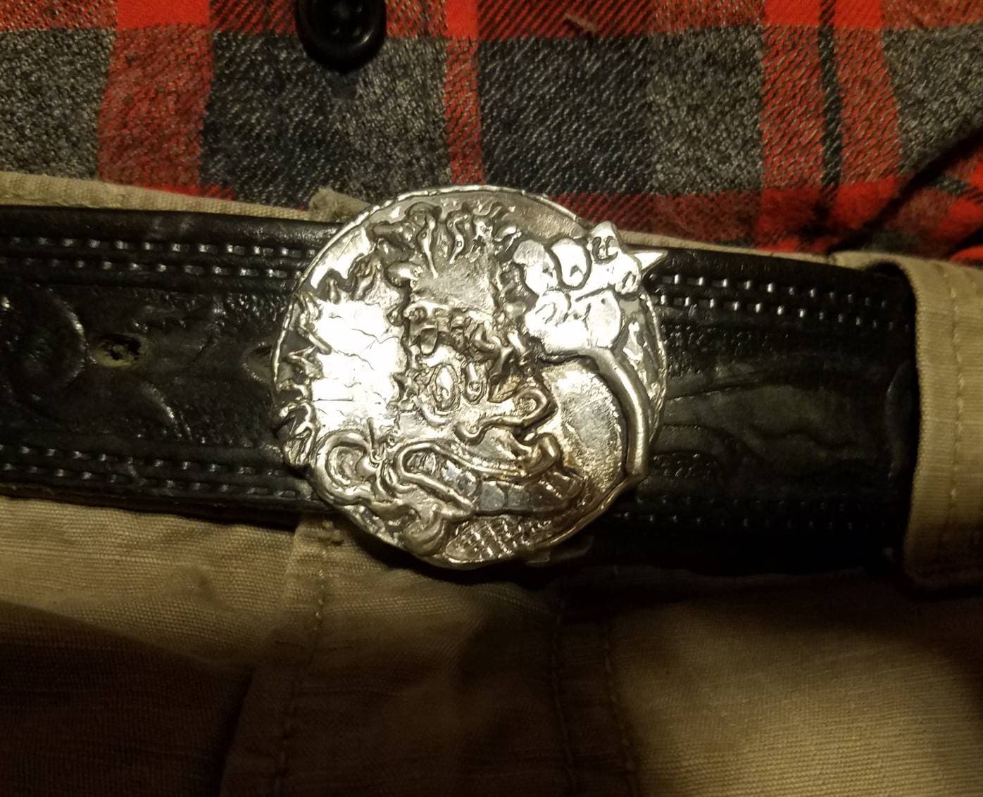 Grateful Dead Premium Leather Belt Embossed Stealie 28