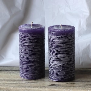 Purple Set of 2 Nordic Rustic Textured UNScented Pillar Candle