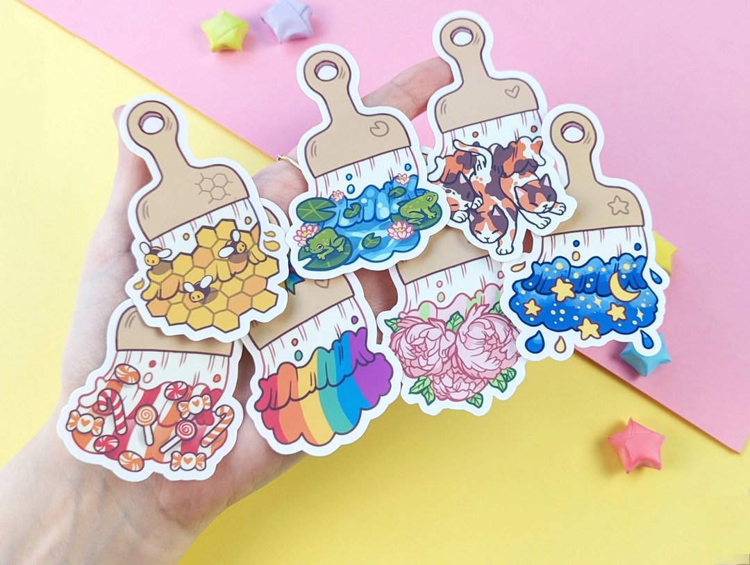 BUNDLE Paint Brush Sticker Set of 7, Matte Laminated Handmade Die Cut ...
