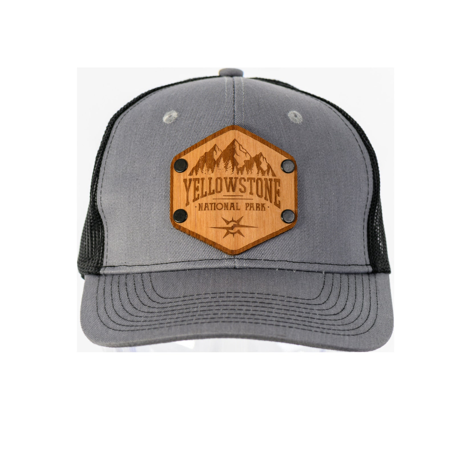 Real Wood Patch Hat Montana National Park Trucker Cap Etsy