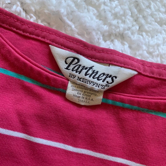 80s Pink Striped Shirt, Mervyns Partners, Shirt S… - image 9