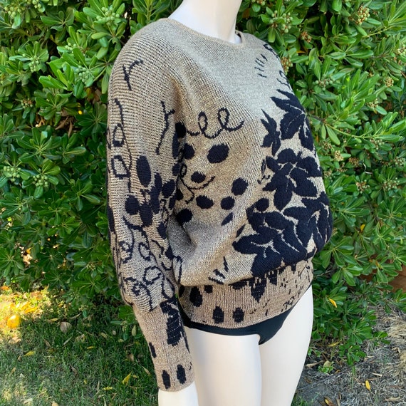 80s Gold and Black Batwing Sweater - image 3