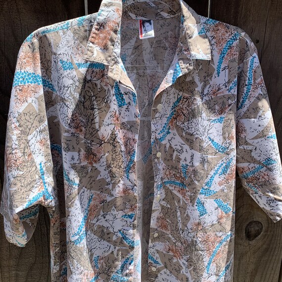 80s Abstract Print Button Shirt - image 9