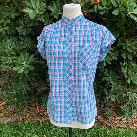 Vintage 1980s Womens Multi Color Plaid Shirt - image 2