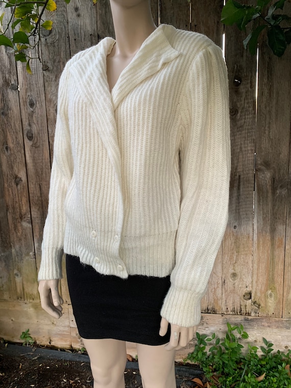 80s Knit Sweater, White - image 2