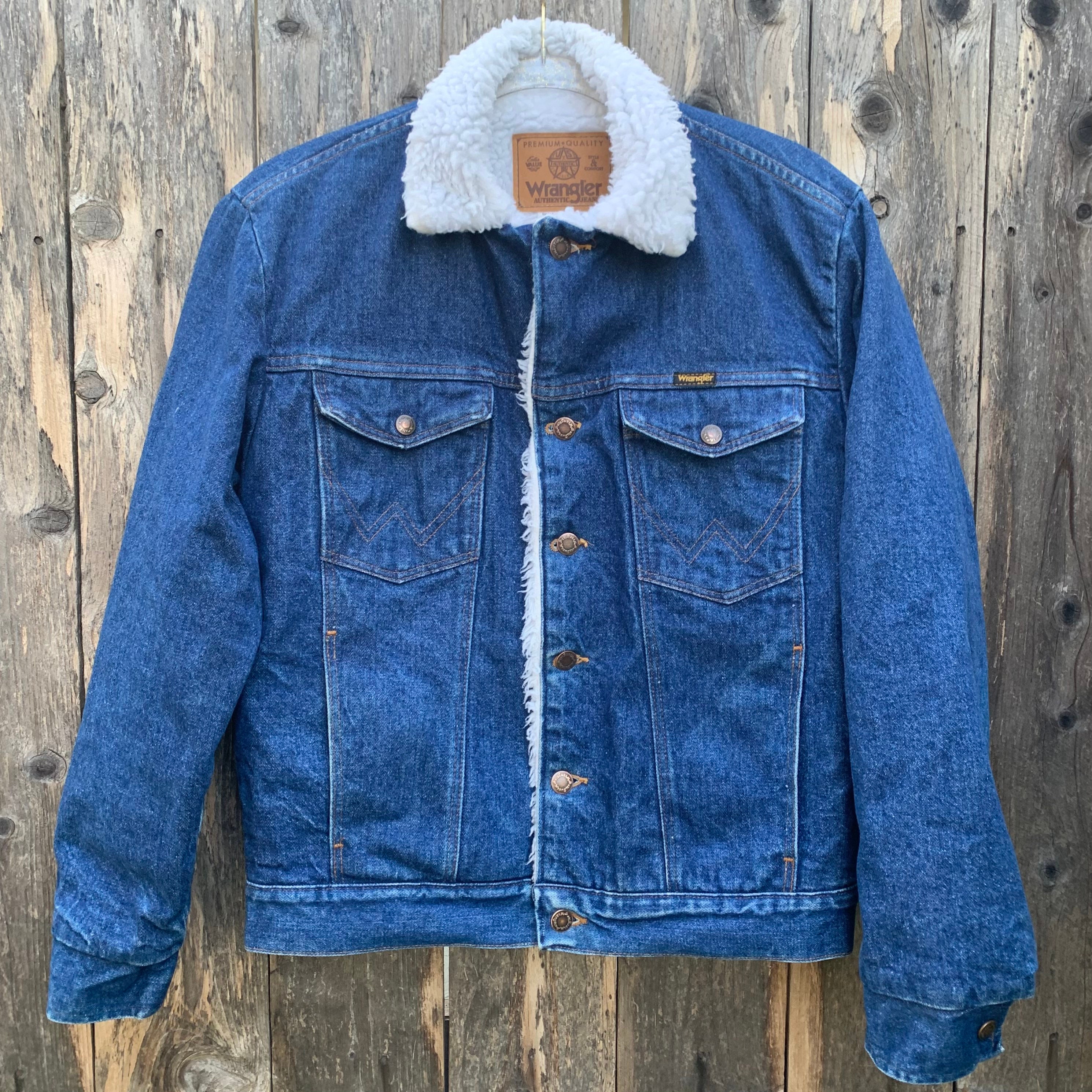 Vintage Denim and Sherpa Wrangler Jacket - Etsy