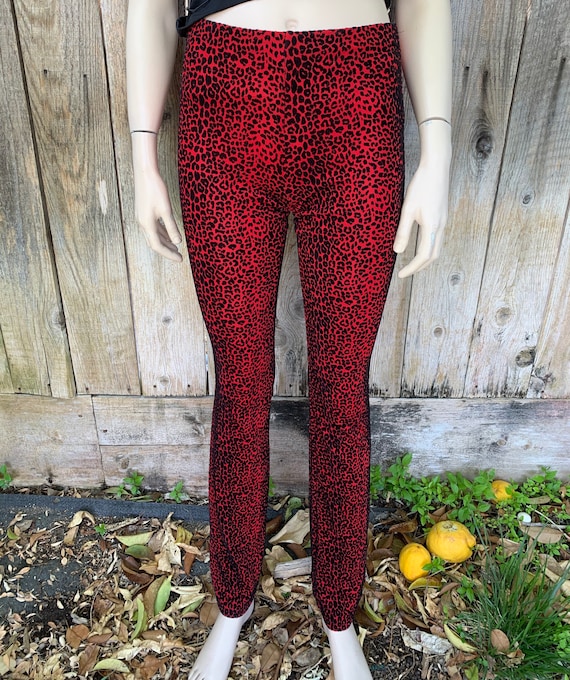 Y2K Red Animal Print Spandex Pants Gem