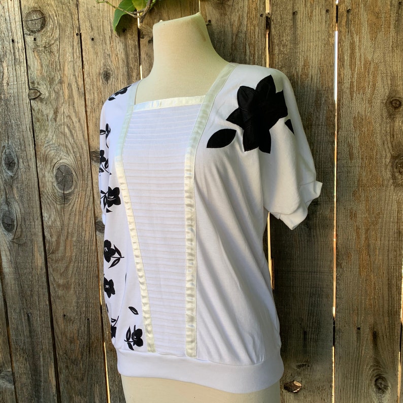 80s Shirt Black and White Top