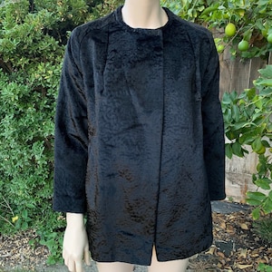 Vintage 60s Black Faux Fur Coat