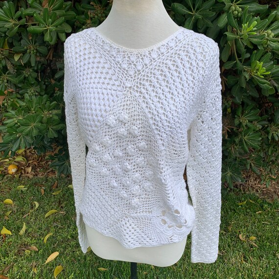 Vintage White Crochet Sweater - image 2